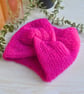 Knitted Wide Headband Soft As A Cloud Twisted Headband Alpaca Silk Hot Fuchsia