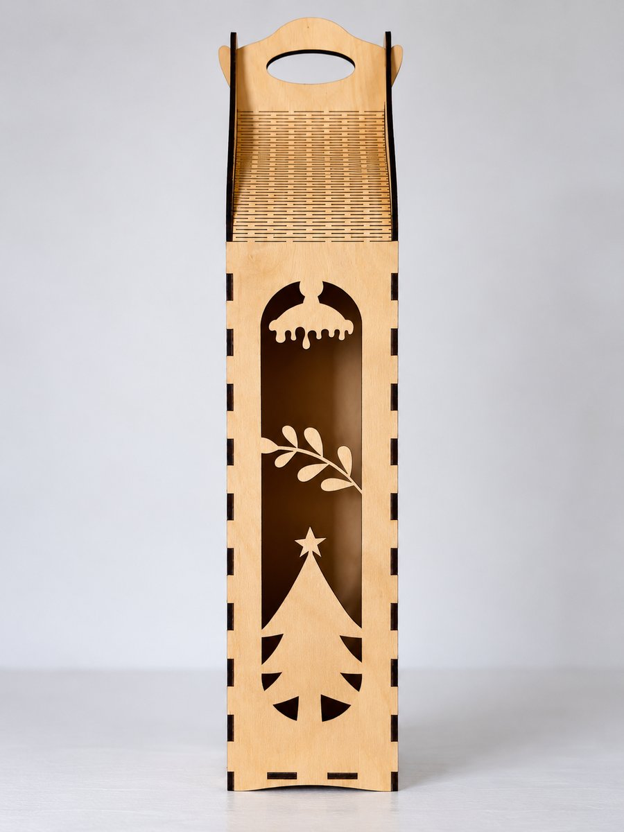 Christmas Wine Bottle Gift Box – Wooden Wine Carrier – Christmas Gift