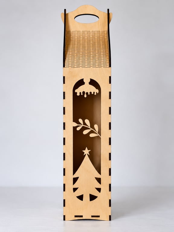 Christmas Wine Bottle Gift Box – Wooden Wine Carrier – Christmas Gift