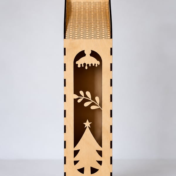 Christmas Wine Bottle Gift Box – Wooden Wine Carrier – Christmas Gift