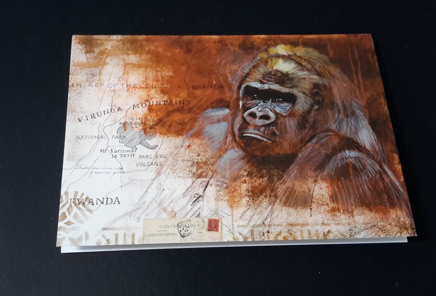 Gorilla Blank Greeting Card - Wildlife Artwork by Pollyanna Pickering