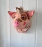 Piggy king mini faux taxidermy wall sculpture
