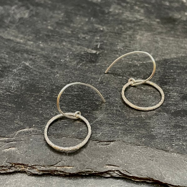 Tiny Silver Circle Earrings 