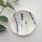 Botanical print ceramic trinket dish