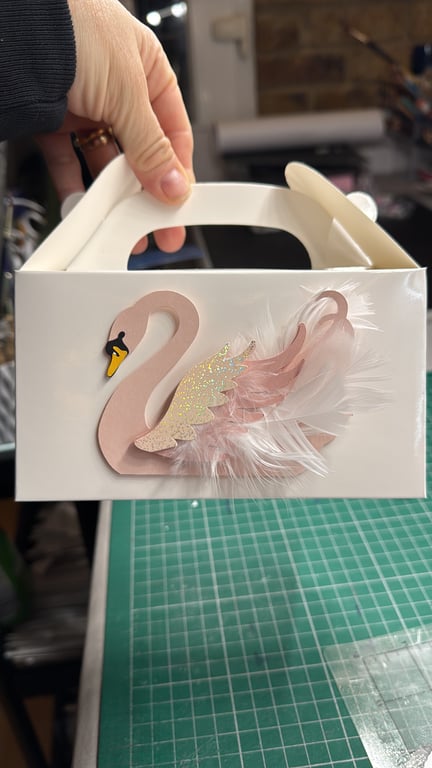 6 Personalised Swan theme  party boxes, party bags