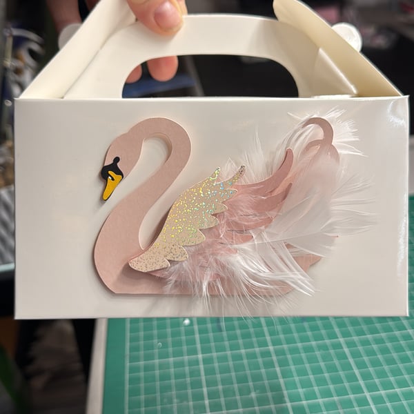 6 Personalised Swan theme  party boxes, party bags