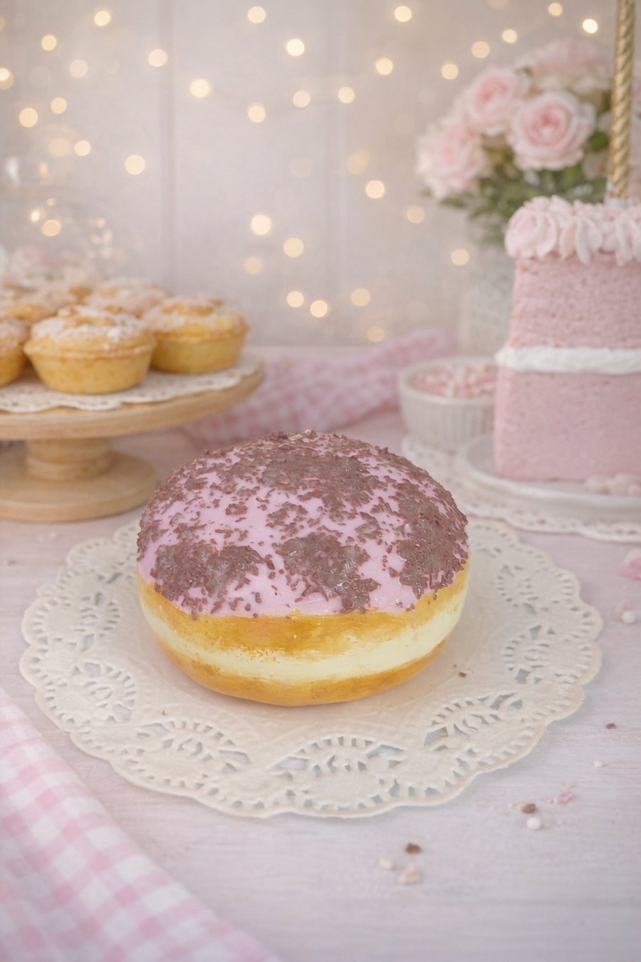 Fake Iced Strawberry & Chocolate Sprinkle Doughnut 