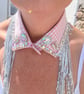 Pink Gingham Detachable Vintage Crystal  Collar - Upcycled Swarovski Neckcessory - Image 8
