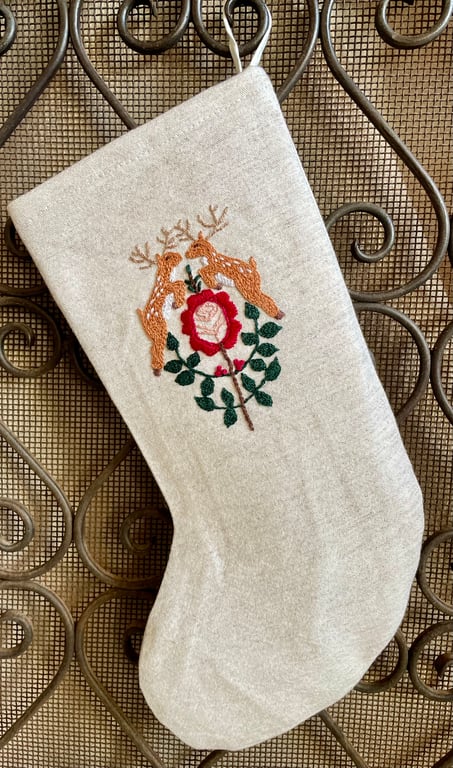 Hand Embroidered Christmas Stocking
