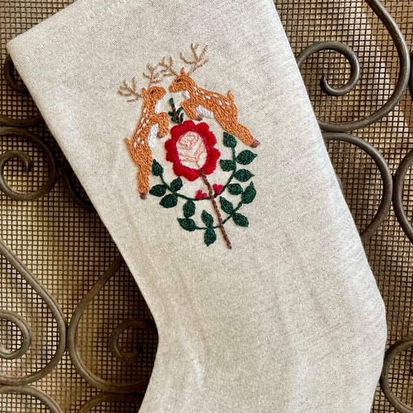 Hand Embroidered Christmas Stocking