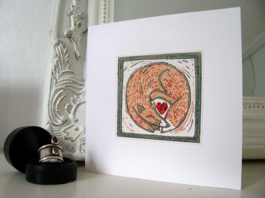 Fox Heart card, for weddings, anniversaries, Valentine's Day
