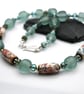 aqua lampwork glass and ceramic beaded necklace - Image 2