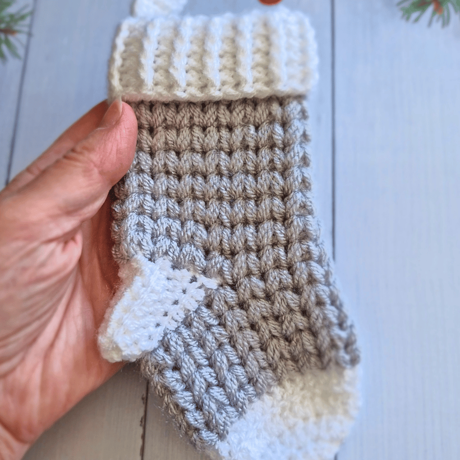 Small Christmas Stocking – Silver and White - CLEARANCE 