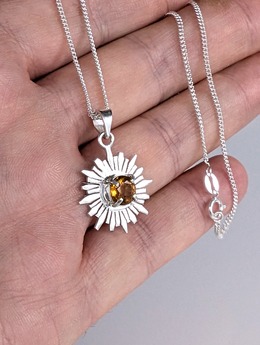 Sterling Silver Starburst  Pendant, Handmade Urban WEDDING