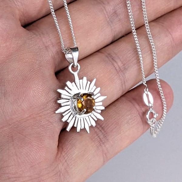 Sterling Silver Starburst  Pendant, Handmade Urban WEDDING