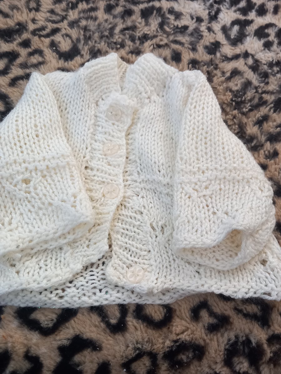 Hand knitted cream baby cardigan 