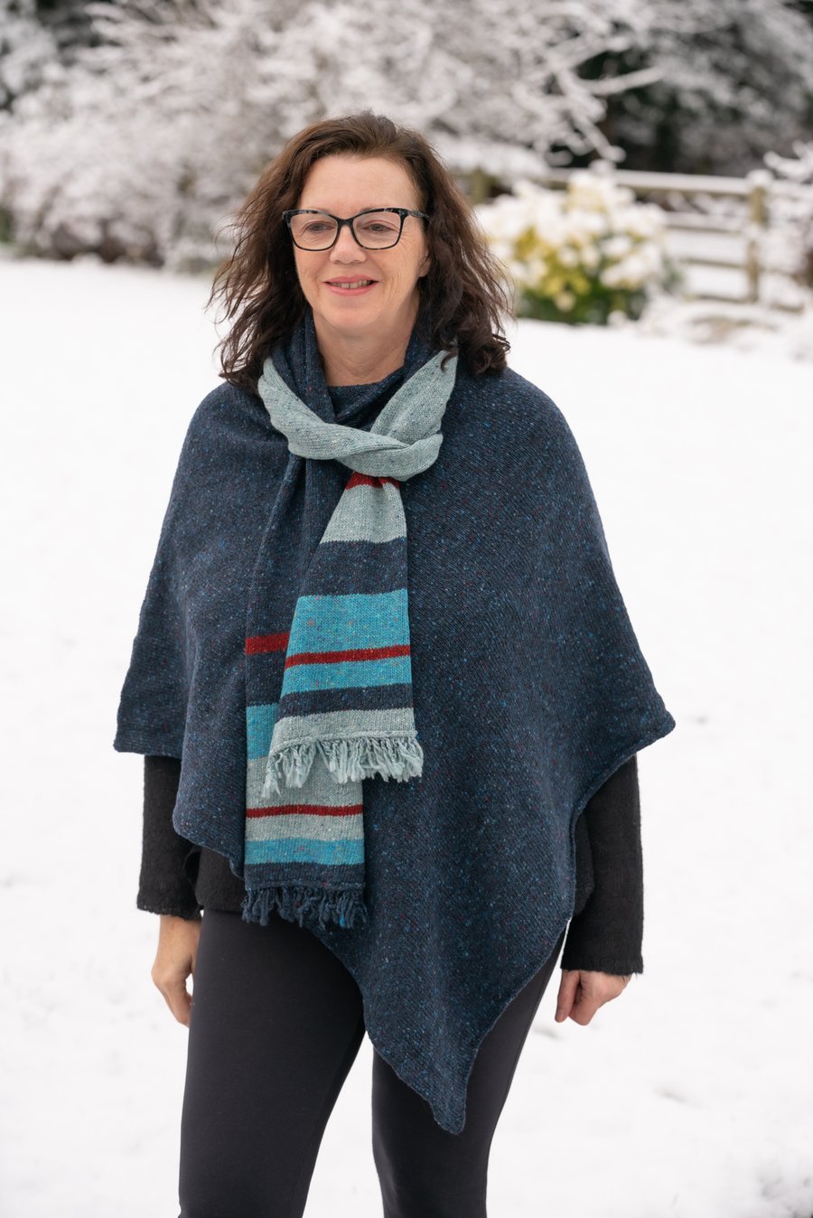 Striped Blue, red unisex merino wool scarf. Ready to post. Perfectly Imperfect