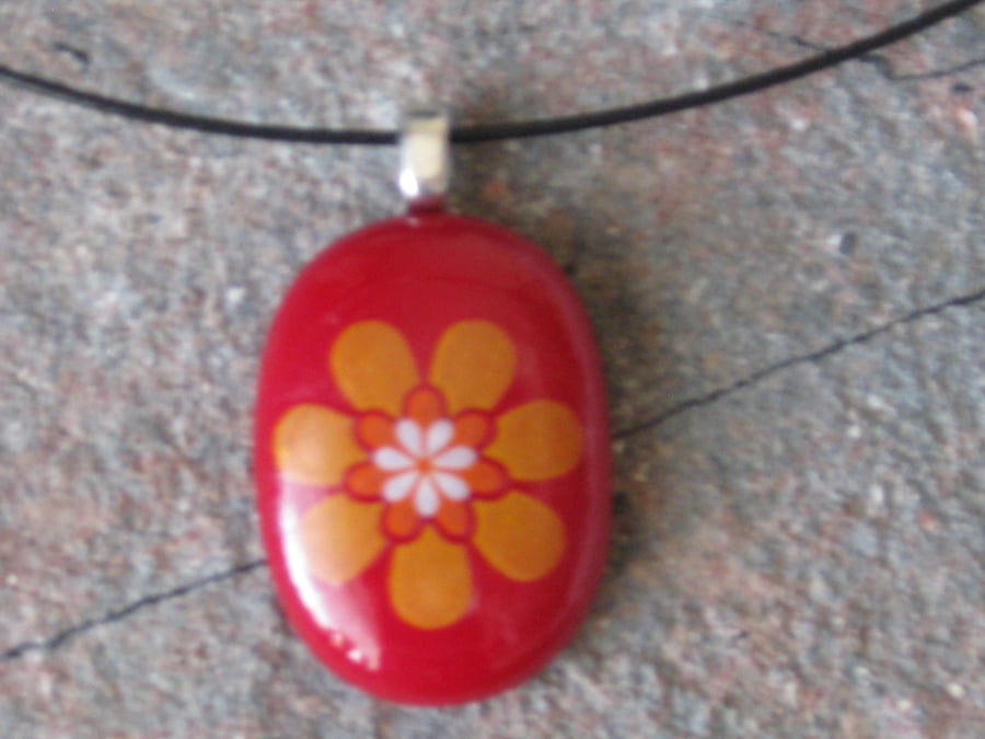 Fused Glass Pendant Necklace