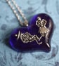 Day of the Dead Dancing Skeletons Purple Heart Necklace - Image 5