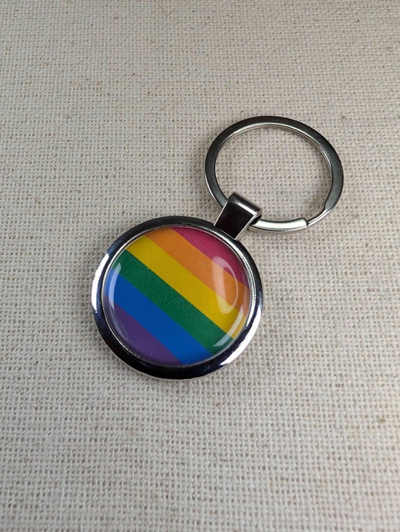Pride Flag Keyring - Pride Themed - Large Resin Topped Keychain