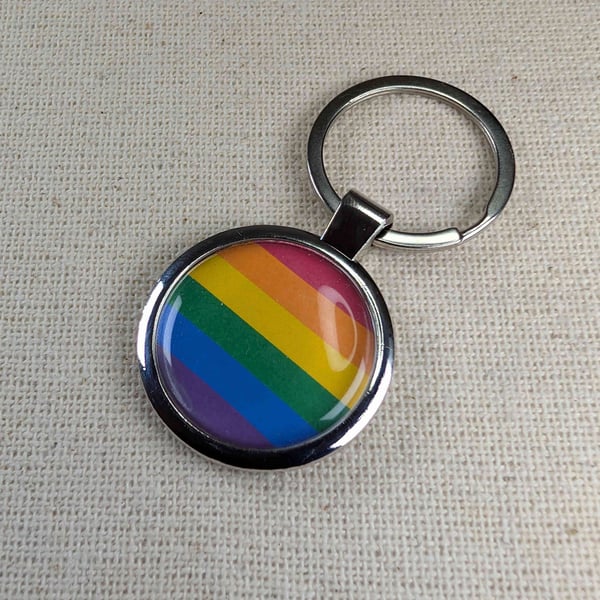 Pride Flag Keyring - Pride Themed - Large Resin Topped Keychain