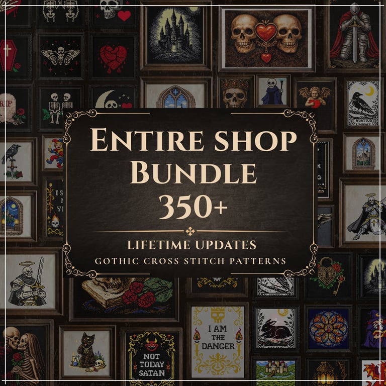 Gothic Cross Stitch Bundle, 350 Medieval & Fantasy PDF Patterns, Lifetime Access