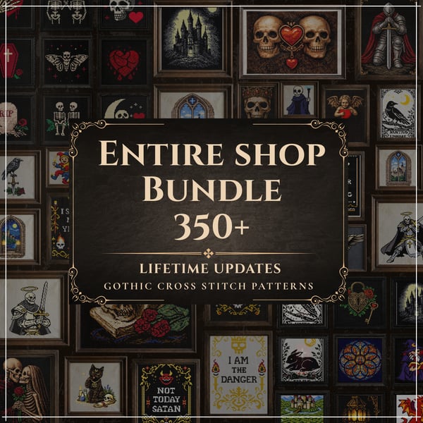 Gothic Cross Stitch Bundle, 350 Medieval & Fantasy PDF Patterns, Lifetime Access
