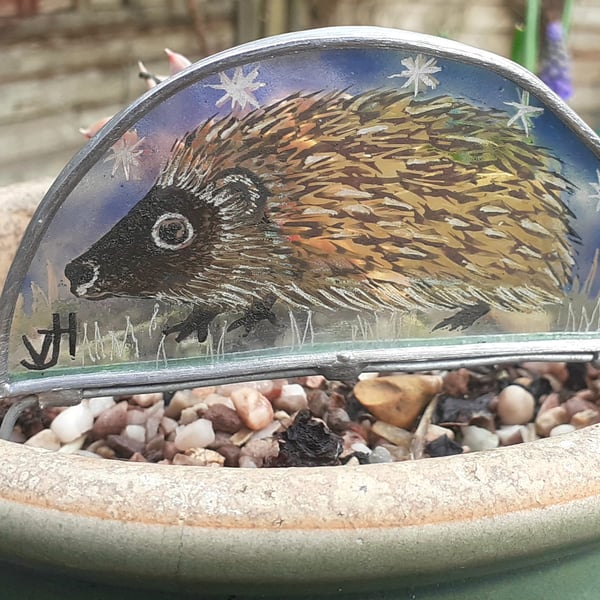 Glass hedgehog plant pot ornament