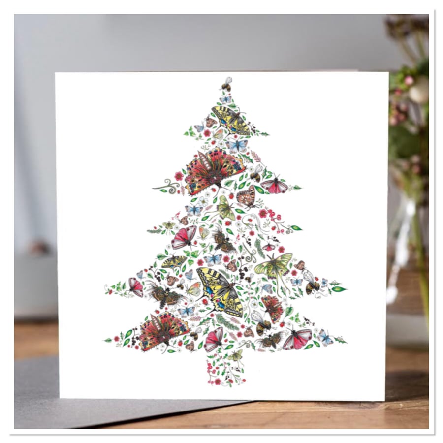 6 x Butterfly Tree Christmas card