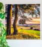 Sunset Evening Landscape English Countryside Blank Greetings Card Wiltshire UK - Image 1