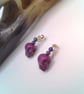 Howlite Skull And Purple and Black Miracle Bead Stud Earrings, Halloween - Image 8