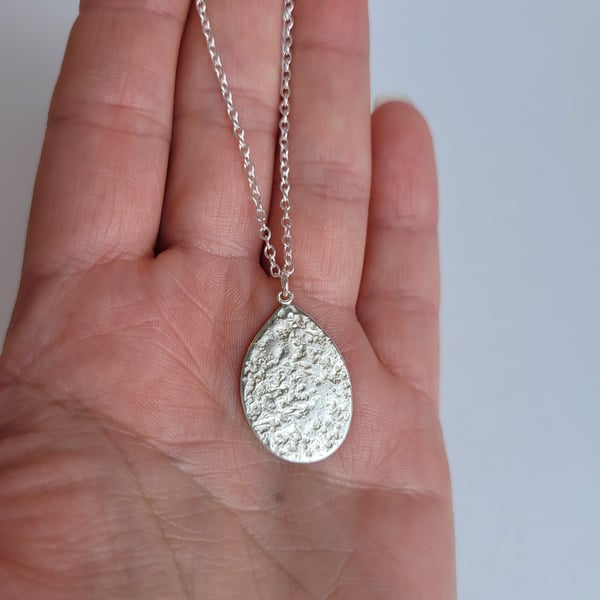 Pebble Necklace, Recycled Sterling Silver Seashore Inspired Pendant