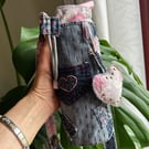 Upcycled Denim Bottle Holder Handmade Bottle Bag With Keyring