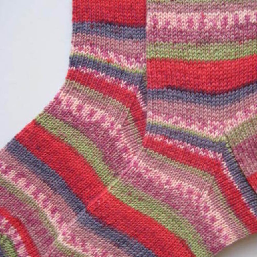hand knit women's wool socks UK 5-7