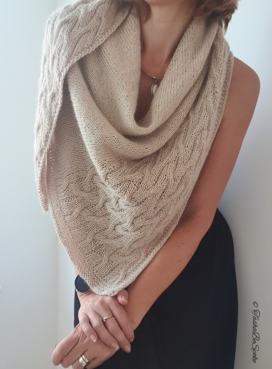 Hand knitted shawl, Alpaca scarf for women, Shoulder wrap, Wedding shawl
