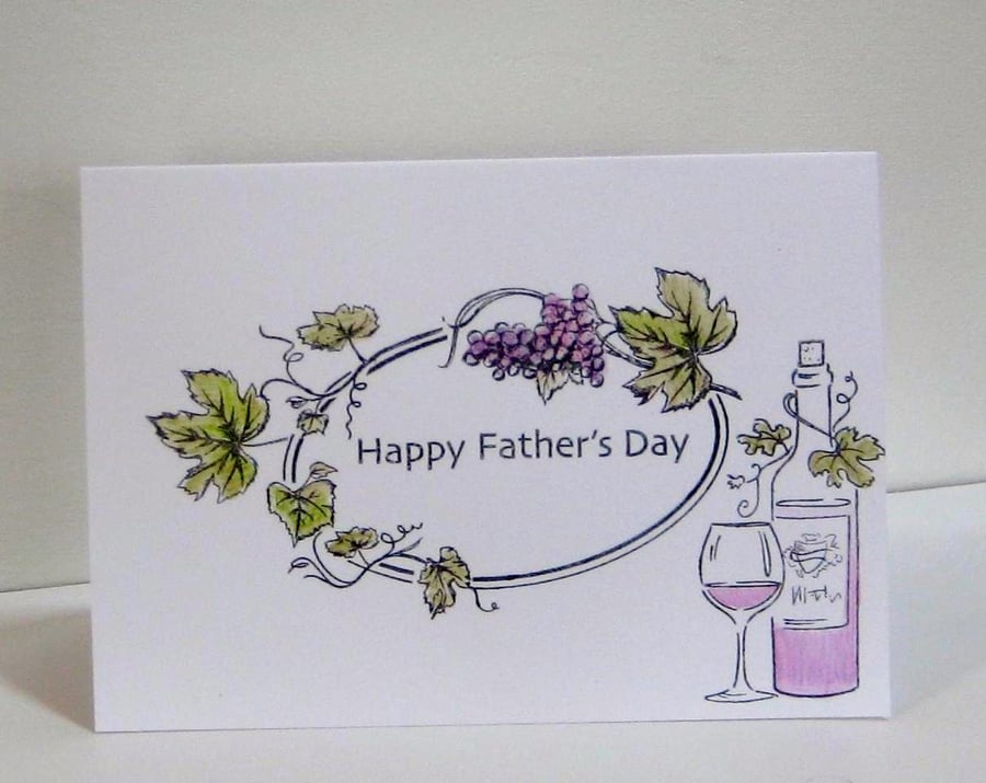 Father's Day stamped card with wine bottle