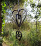 Metal Double Hanging Heart Garden Ornament, Rusty Garden Heart, Heart Garden