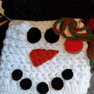 Handmade Crochet Christmas Snowman Stocking Bag