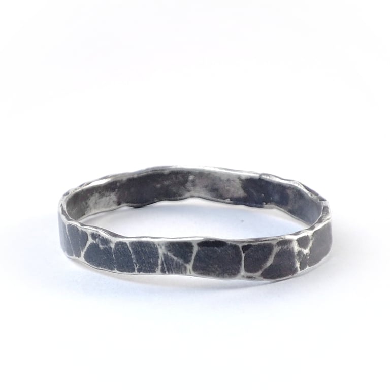 Sterling silver forged band