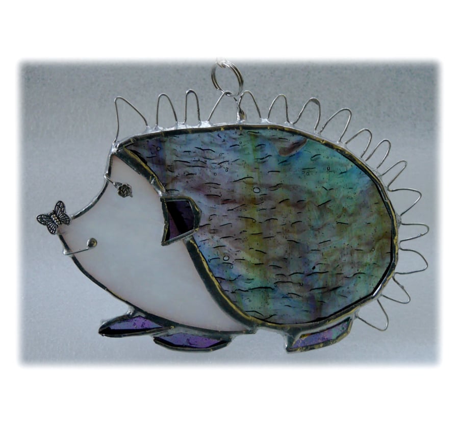 Hedgehog Suncatcher Stained Glass Handmade 045 Left