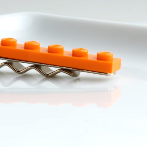 Orange Lego Tie Clip for Weddings Fun & Special Occasions, more colors available