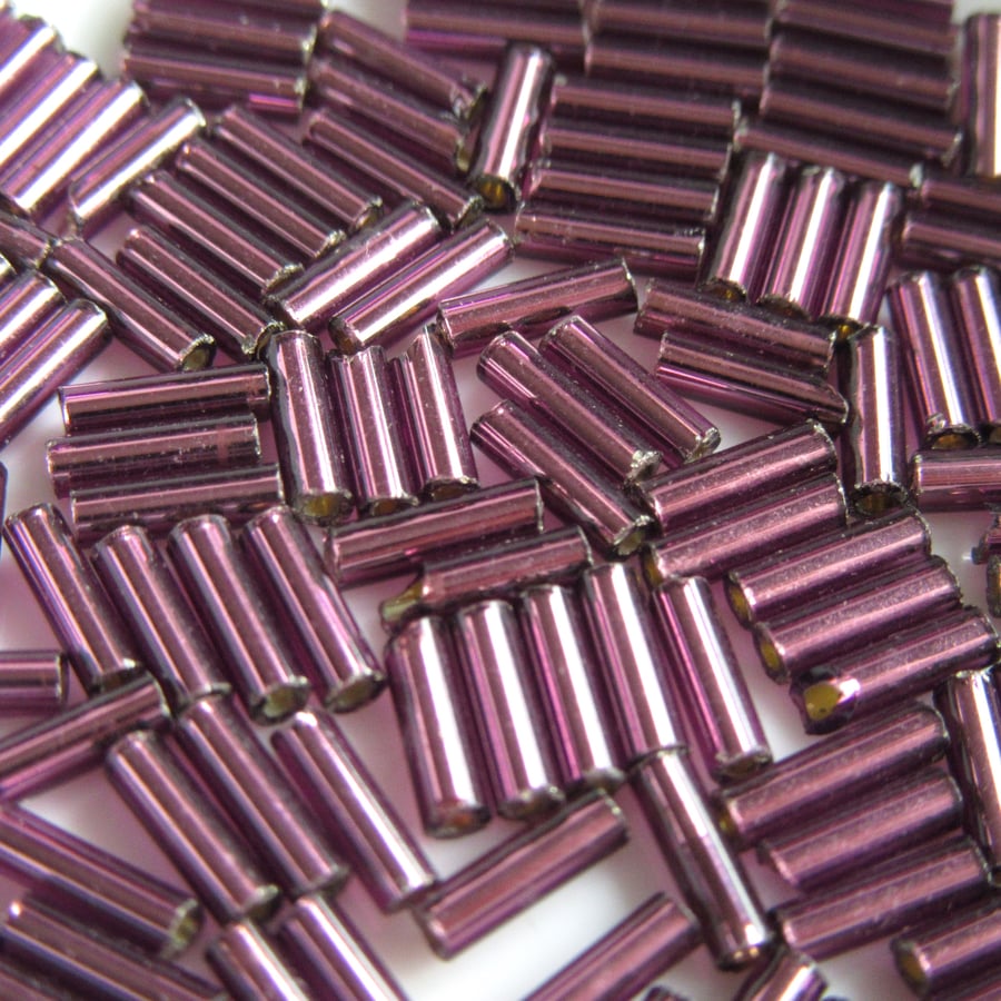 Mauve Bugle Beads 10g Folksy