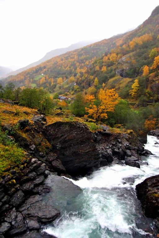 Waterfall Flamsdalen Valley Flam Norway Photograph Print