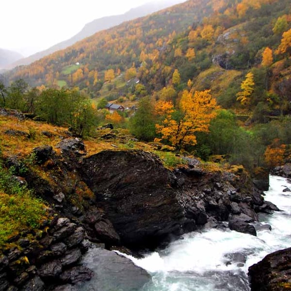 Waterfall Flamsdalen Valley Flam Norway Photograph Print