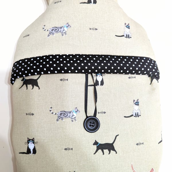 Hot water bottle cover in Sophie Allport Cats fabric 