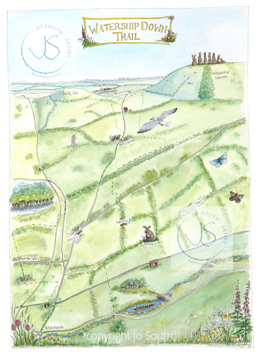 Watership Down Trail, Hampshire - Digital Giclee Print. Choice of 2 sizes