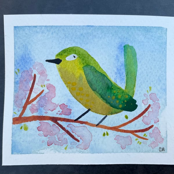 Little bird - original watercolour mini painting