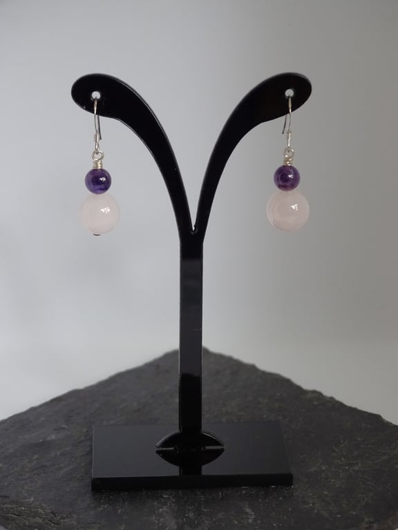 Rose Quartz & Amethyst Earrings