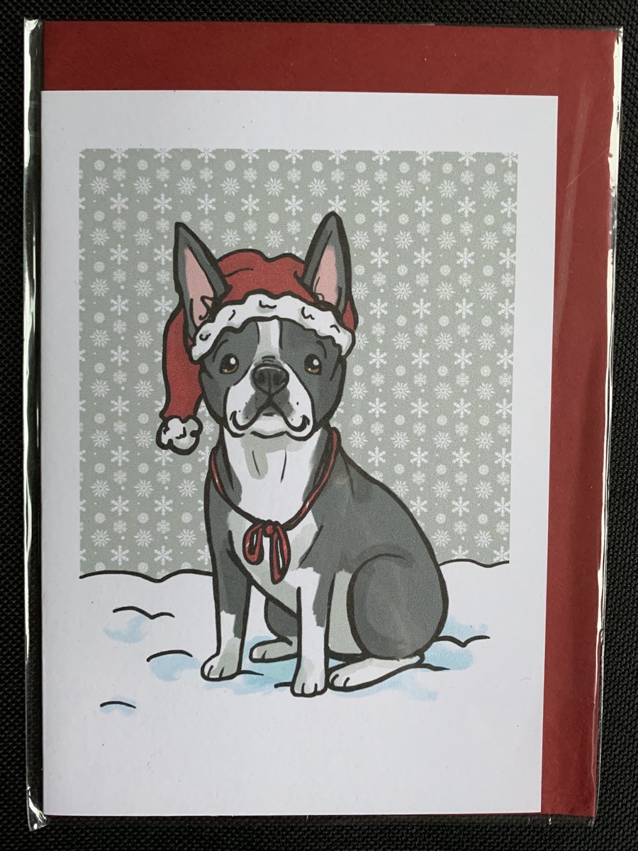Boston Terrier Christmas Card 