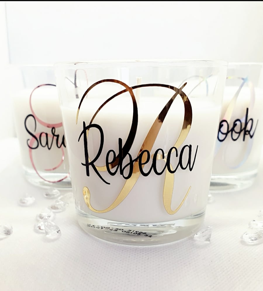Personalised Scented Candle With Name and Initial, Birthday Gift For Her 